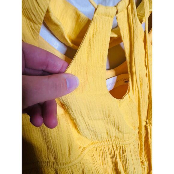 JONATHAN SIMKHAI Daffodil Lina Lightweight Crinkle Teardrop Cutout Maxi Dress L - Picture 13 of 16